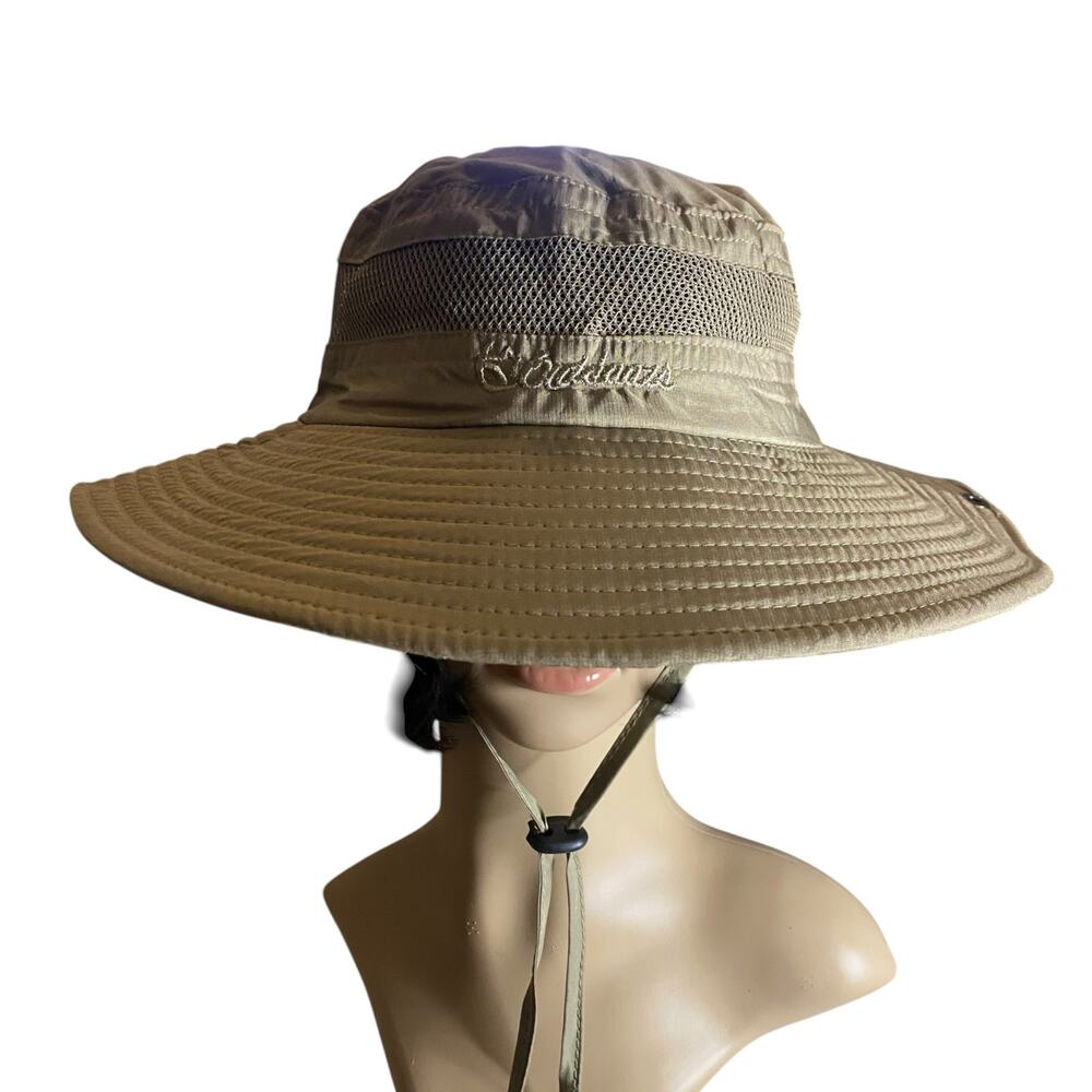 Bucket Hat UPF 50+ Wide Brim Fishing Sun Hat Boonie Taupe Mesh One Size Unisex